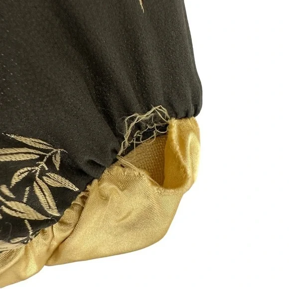 Sue Wong Womens Floral Balloon Tiered Maxi Dress Sz Small Green Gold Sleeveless - Picture 9 of 12